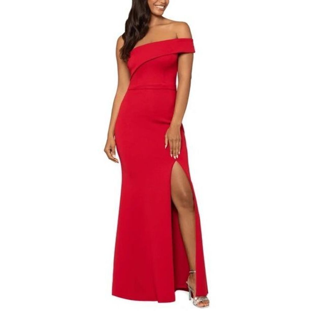 Xscape Women's Asymmetrical One-Shoulder Evening Gown Red Size 6 NWT‎
